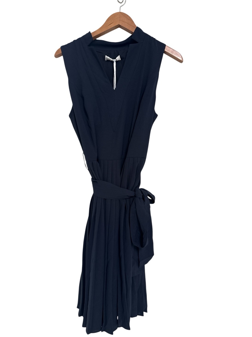 NWT Grace Karin Pleated Tie Front Sleeveless Swing Cocktail Dress - Picture 2 of 8